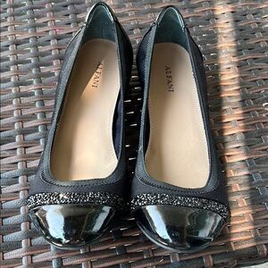 Alfani Black Patent Leather Flats with Bow Detail